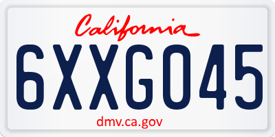 CA license plate 6XXG045
