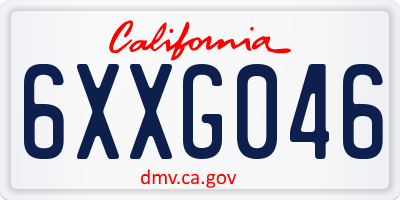 CA license plate 6XXG046
