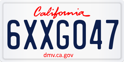 CA license plate 6XXG047