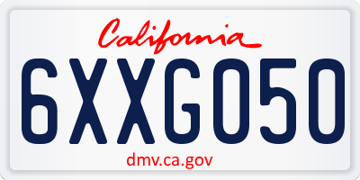 CA license plate 6XXG050