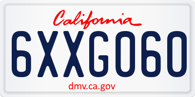 CA license plate 6XXG060