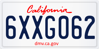 CA license plate 6XXG062