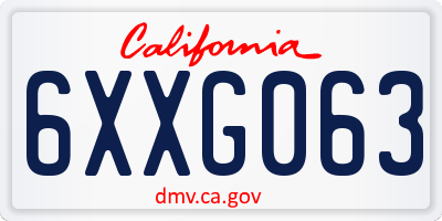 CA license plate 6XXG063