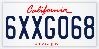 CA license plate 6XXG068