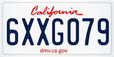 CA license plate 6XXG079