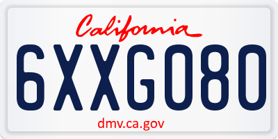 CA license plate 6XXG080