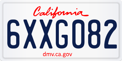 CA license plate 6XXG082