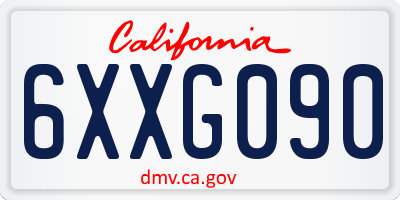 CA license plate 6XXG090