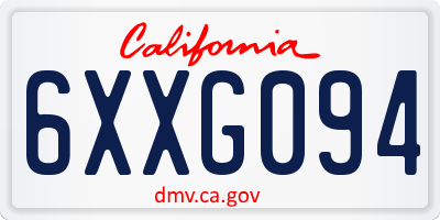 CA license plate 6XXG094