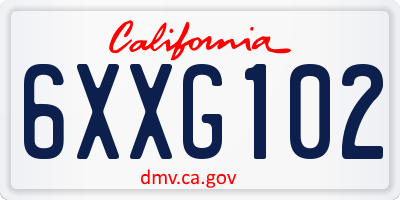 CA license plate 6XXG102