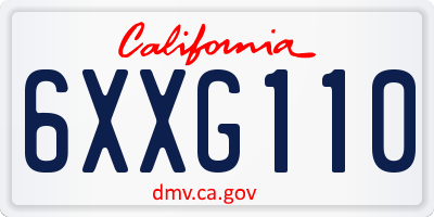 CA license plate 6XXG110