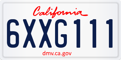 CA license plate 6XXG111