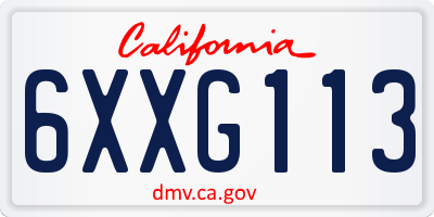 CA license plate 6XXG113