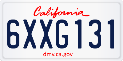CA license plate 6XXG131