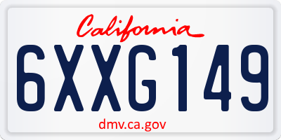 CA license plate 6XXG149