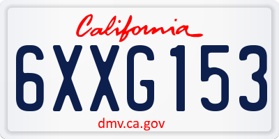 CA license plate 6XXG153