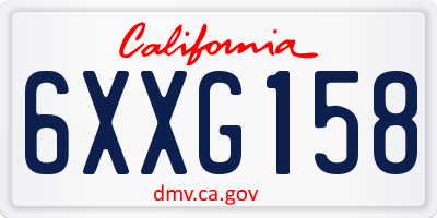 CA license plate 6XXG158