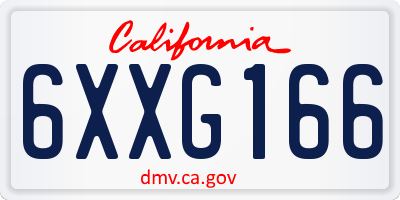 CA license plate 6XXG166