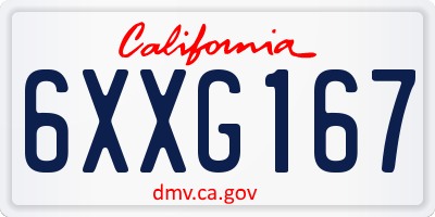 CA license plate 6XXG167
