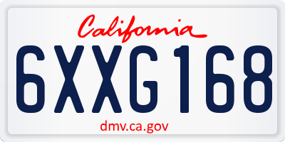 CA license plate 6XXG168