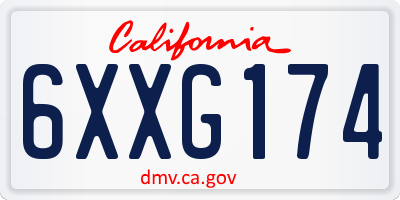 CA license plate 6XXG174