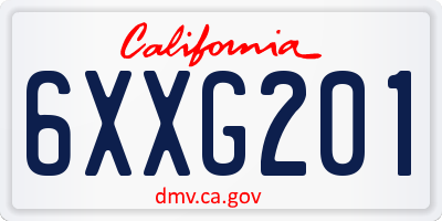 CA license plate 6XXG201