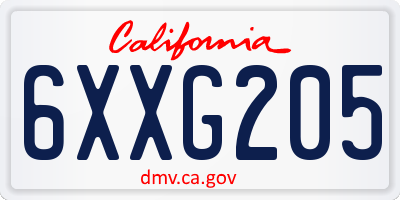 CA license plate 6XXG205