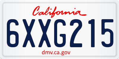 CA license plate 6XXG215