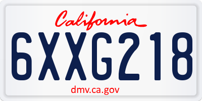CA license plate 6XXG218