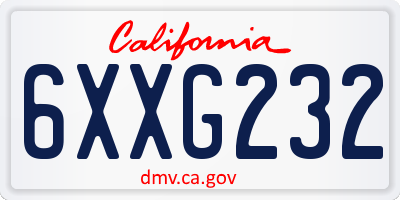 CA license plate 6XXG232