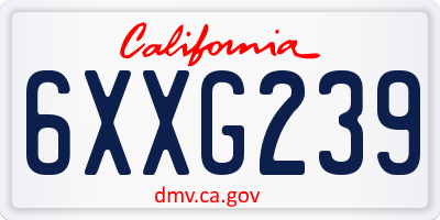 CA license plate 6XXG239