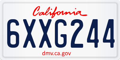 CA license plate 6XXG244