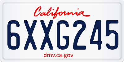 CA license plate 6XXG245