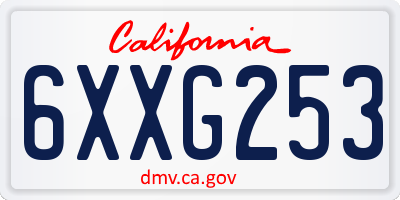 CA license plate 6XXG253