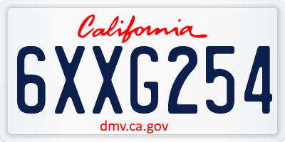 CA license plate 6XXG254