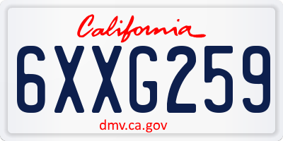 CA license plate 6XXG259