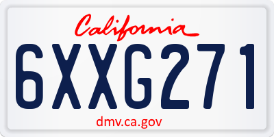 CA license plate 6XXG271