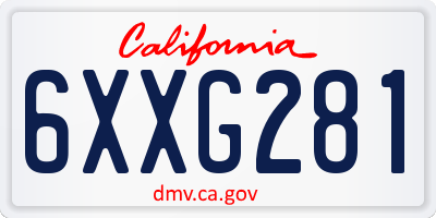 CA license plate 6XXG281
