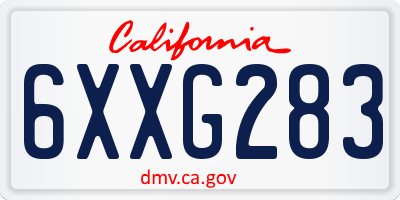 CA license plate 6XXG283