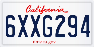 CA license plate 6XXG294