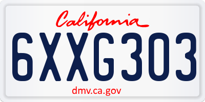 CA license plate 6XXG303