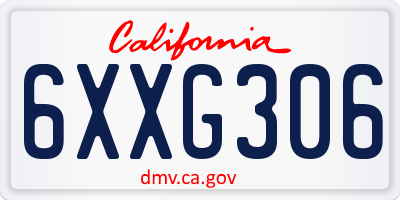 CA license plate 6XXG306