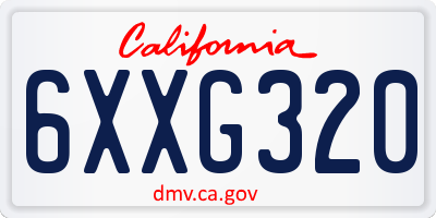 CA license plate 6XXG320