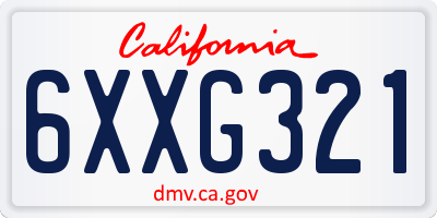 CA license plate 6XXG321