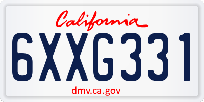 CA license plate 6XXG331