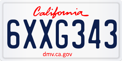 CA license plate 6XXG343