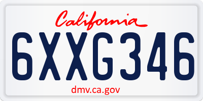 CA license plate 6XXG346