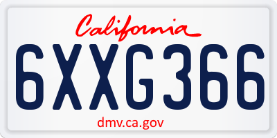 CA license plate 6XXG366