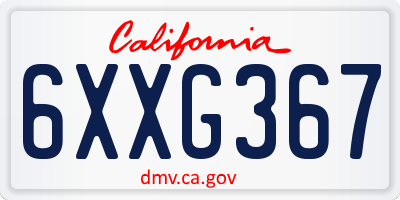 CA license plate 6XXG367