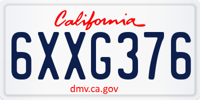 CA license plate 6XXG376